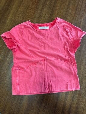 We The Free Coral Pink Boxy Short Sleeve Top